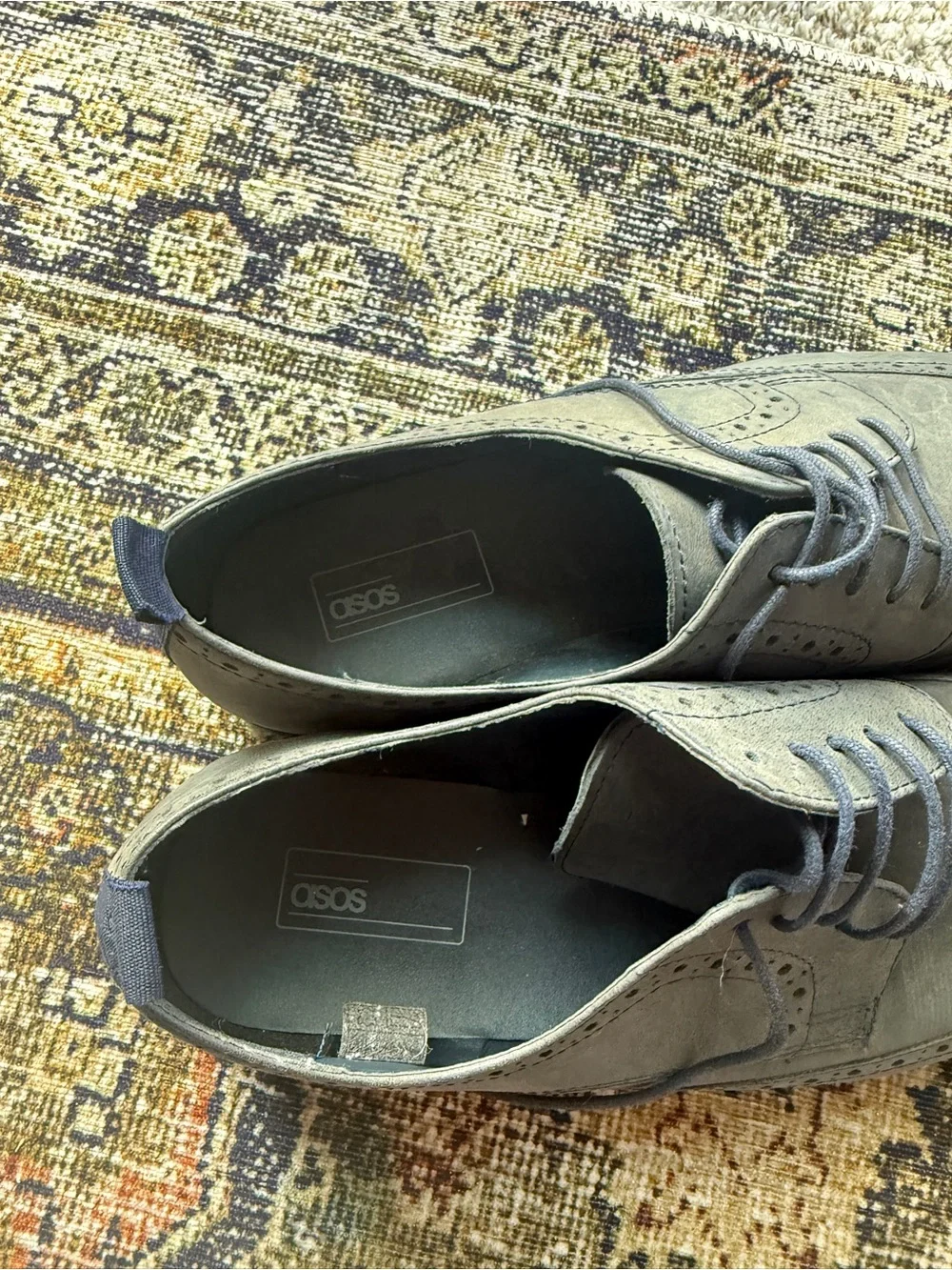 ASOS DESIGN grey faux-suede wingtip derby shoes Men’s Dress Shoes 11